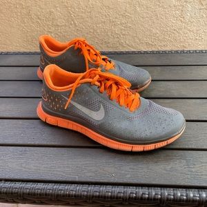 Nike Running Shoes, Gray and Orange, Size 8